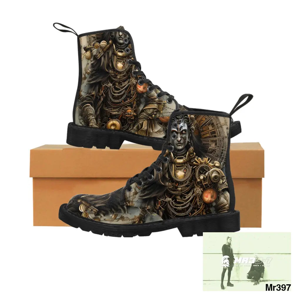 VISHNU AND SHIVA THE SAMURAI GODS Mens Canvas Boots US 7 / Black sole Shoes