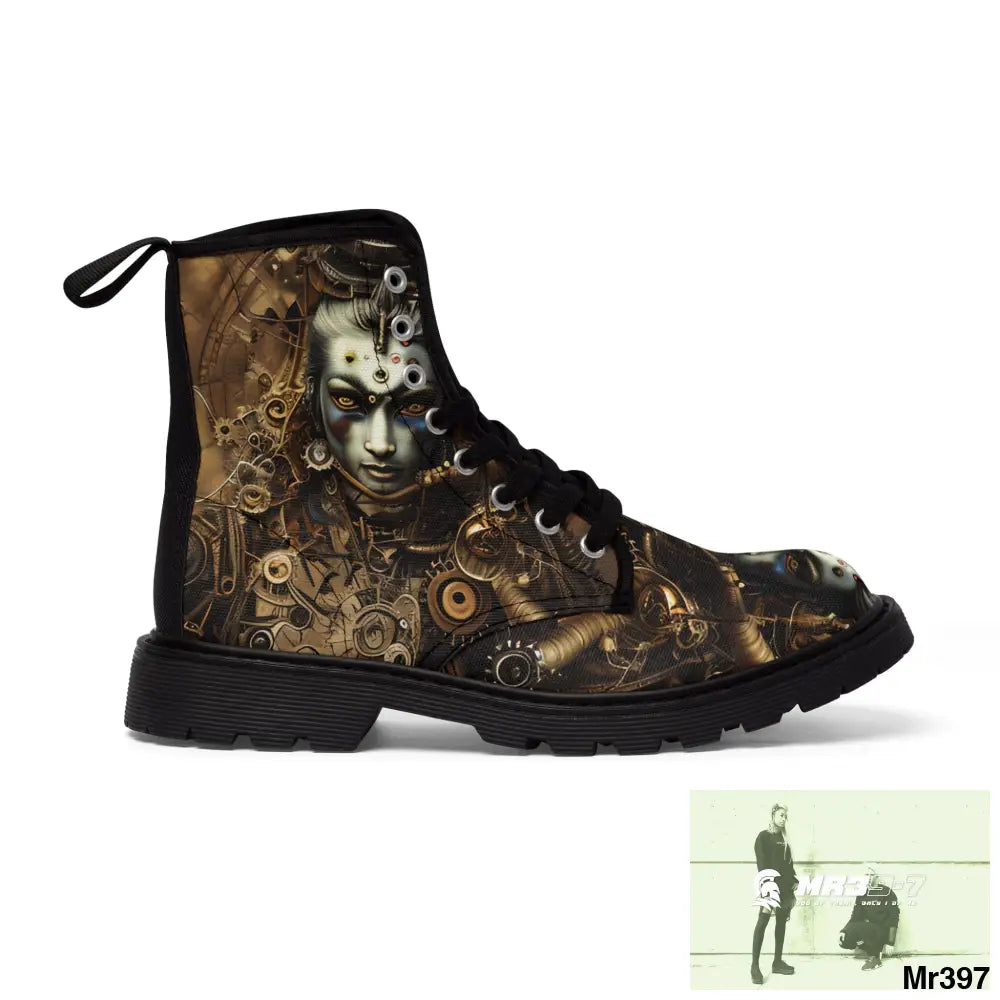 VISHNU STEAMPUNK Mens Canvas Boots Shoes