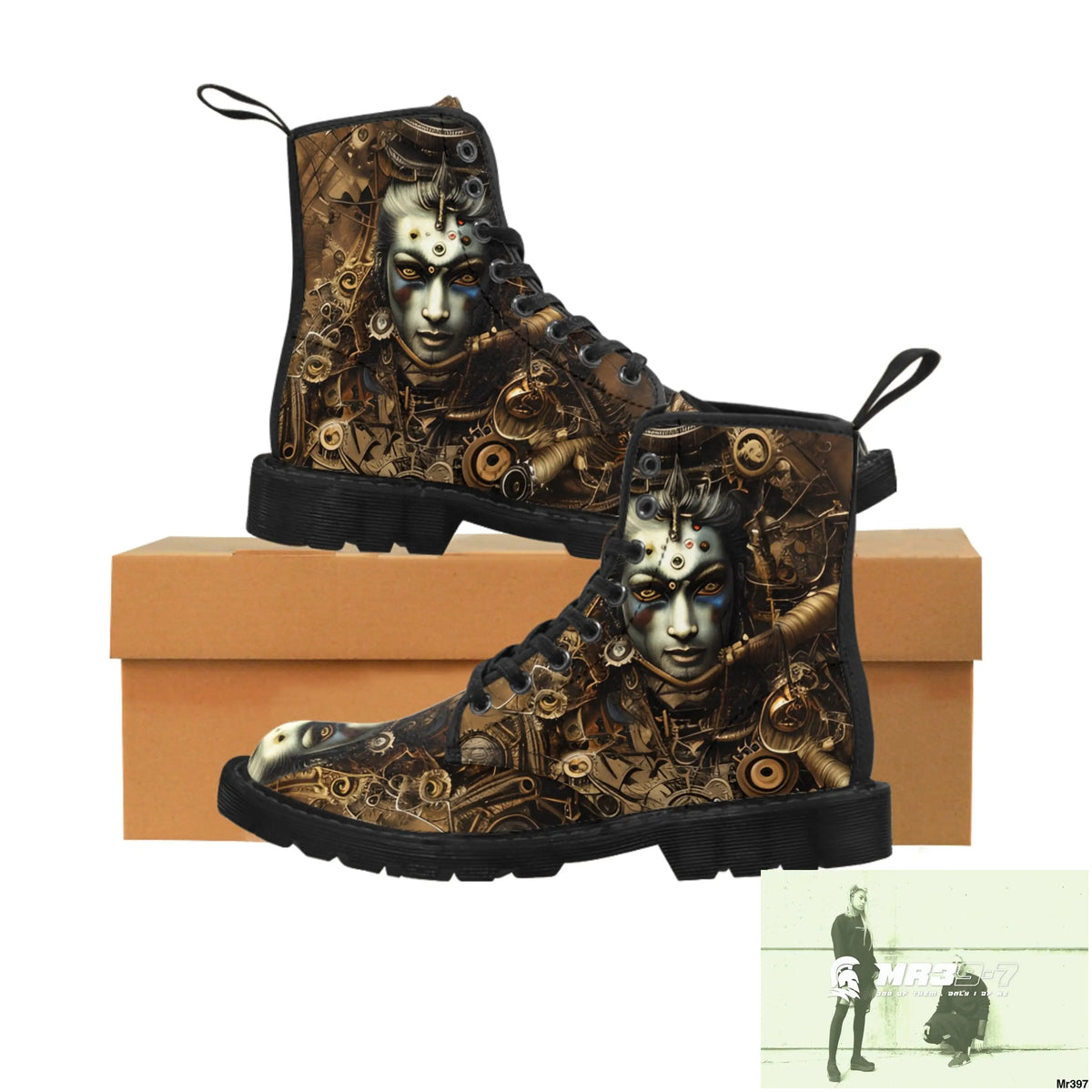 VISHNU STEAMPUNK Mens Canvas Boots US 7 / Black sole Shoes