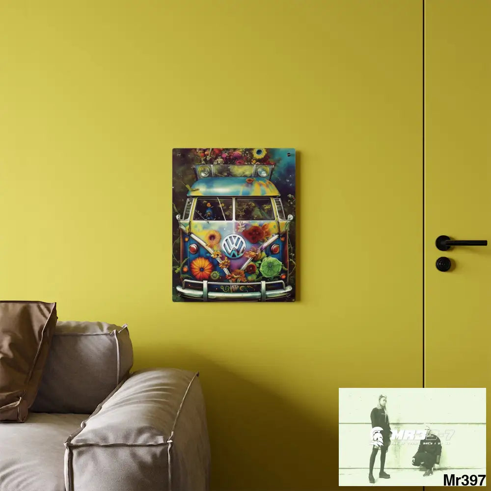 Volkswagen Bus Hippie Style 1968 Flowers Power Acrylic Wall Art Panels Home Decor