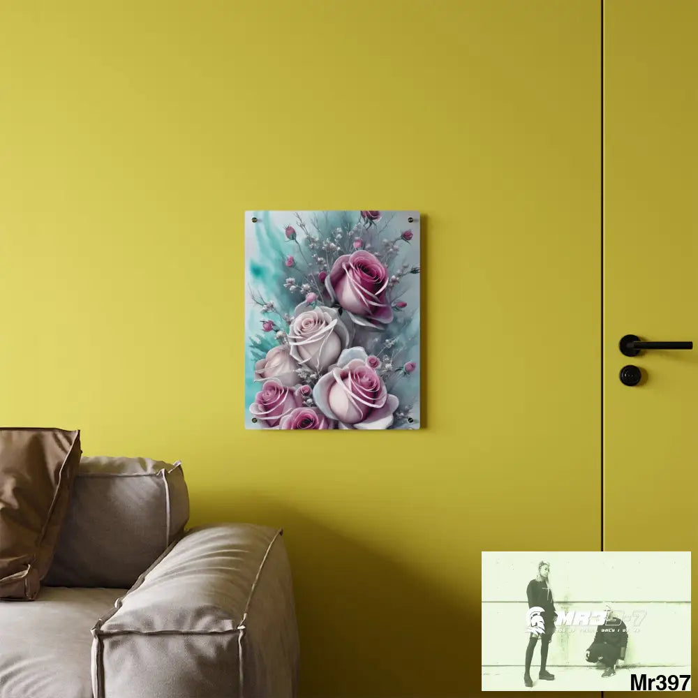 Water color Winter Flower Bouquet Acrylic Wall Art Panels Home Decor