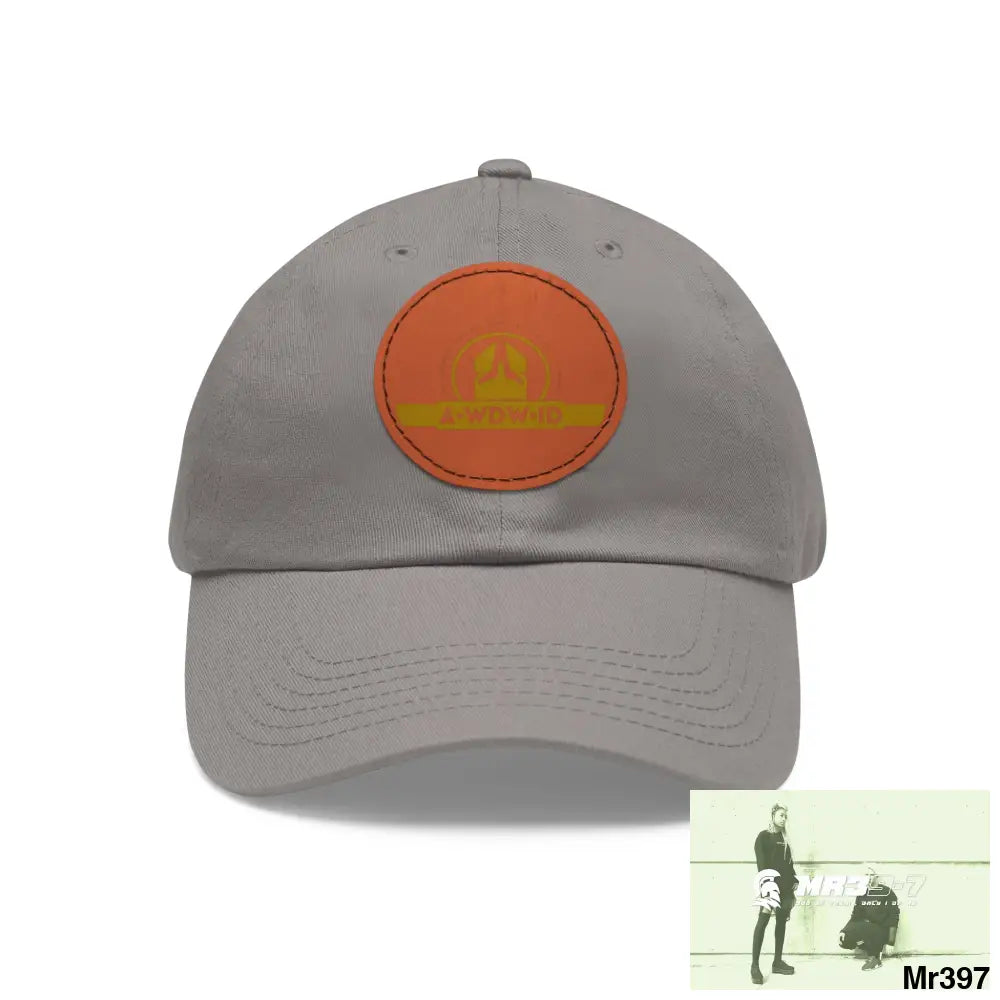 WDW.ID Dad Hat with Leather Patch (Round) Grey / Light Brown patch / Circle / One size Hats
