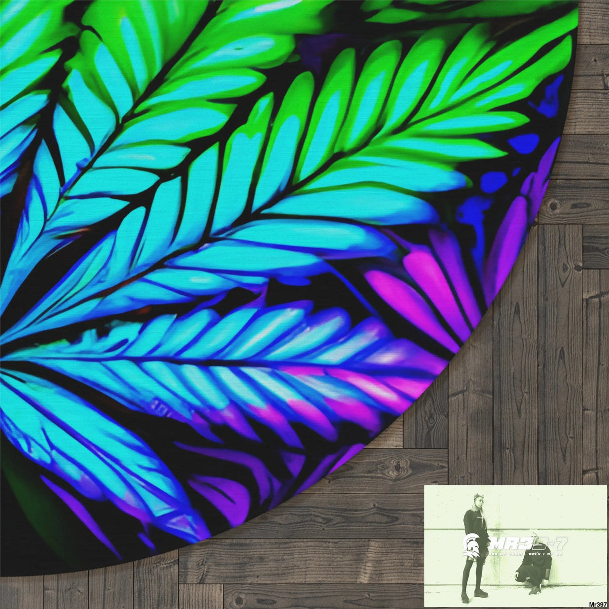 Weed Leaf Round Rug 60’’ × 60’’ Home Decor