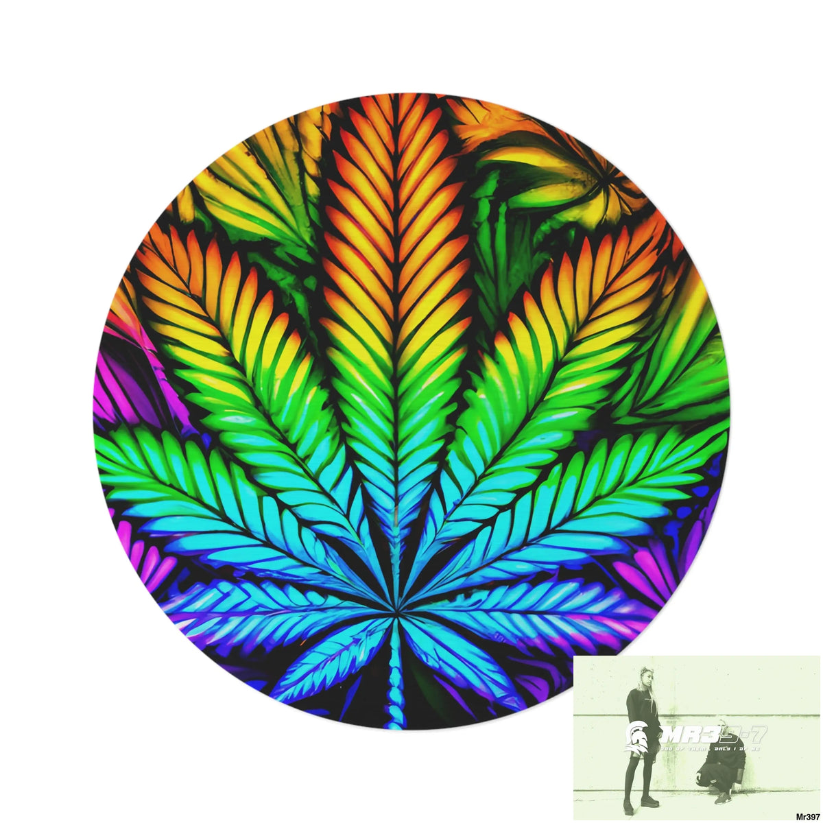 Weed Leaf Round Rug 60’’ × 60’’ Home Decor