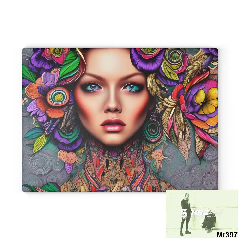 Woman in colour Glass Cutting Board 11’’ x 15’’ / Rectangle Home Decor