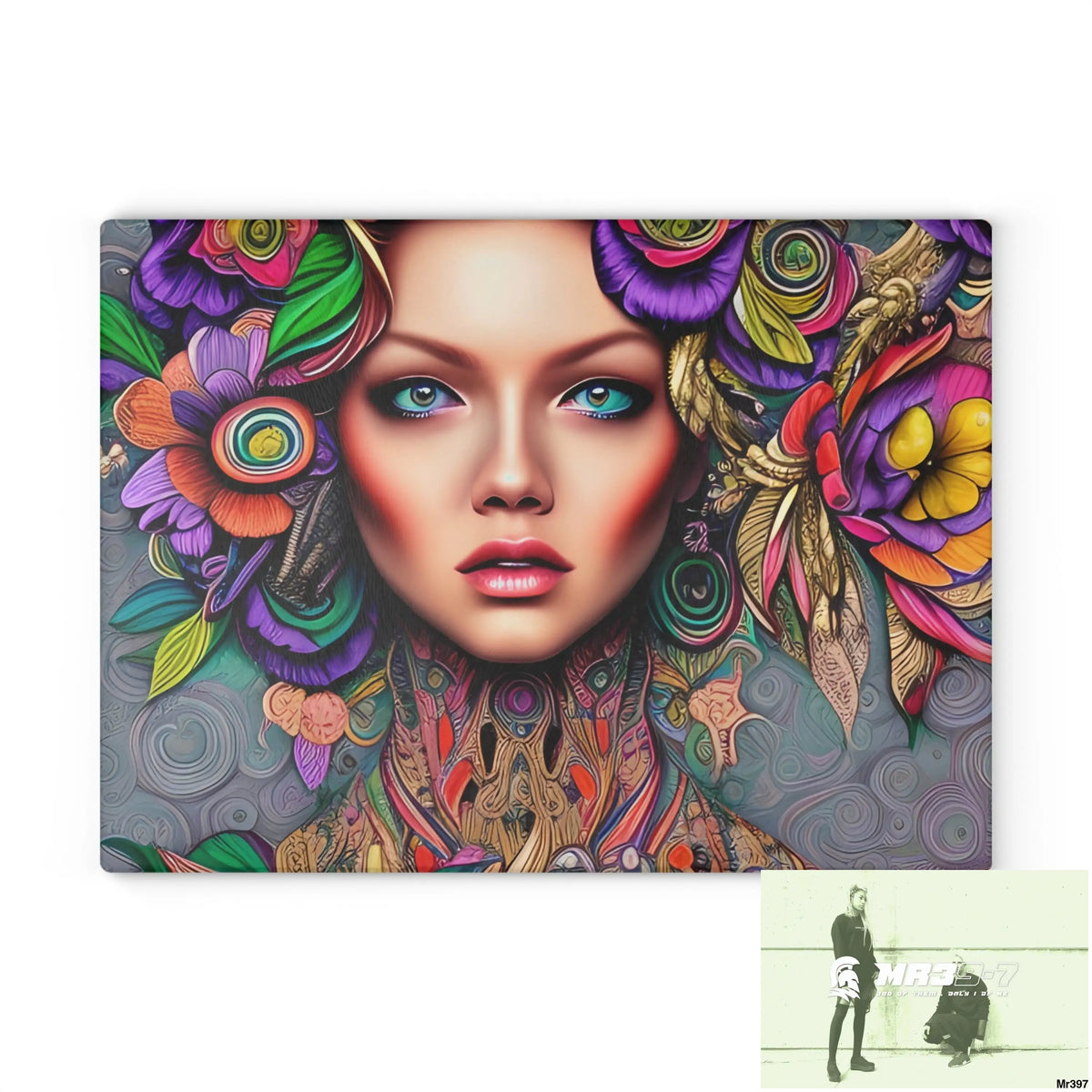 Woman in colour Glass Cutting Board 11’’ x 15’’ / Rectangle Home Decor