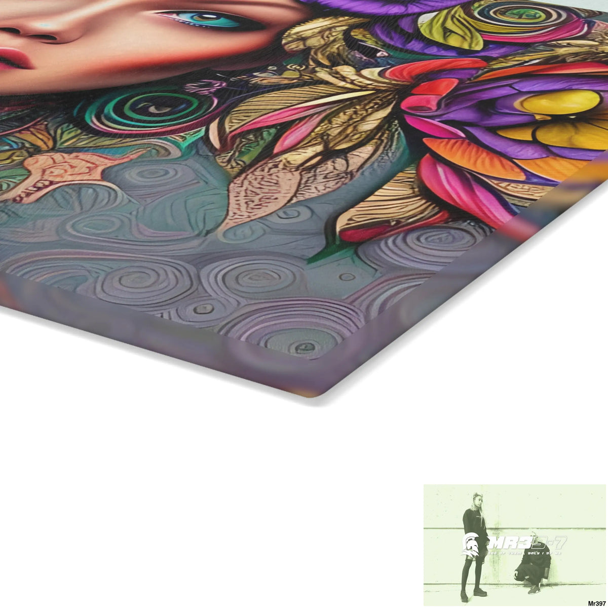 Woman in colour Glass Cutting Board Home Decor