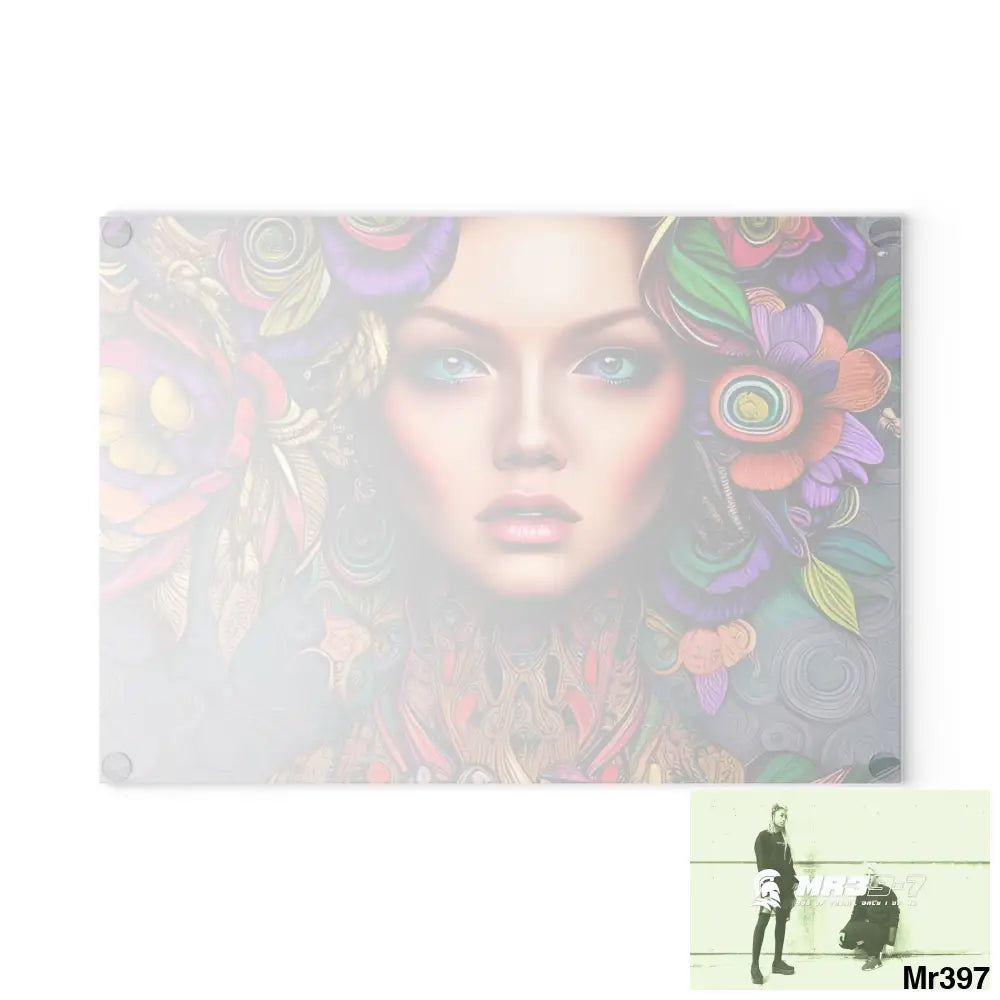 Woman in colour Glass Cutting Board Home Decor