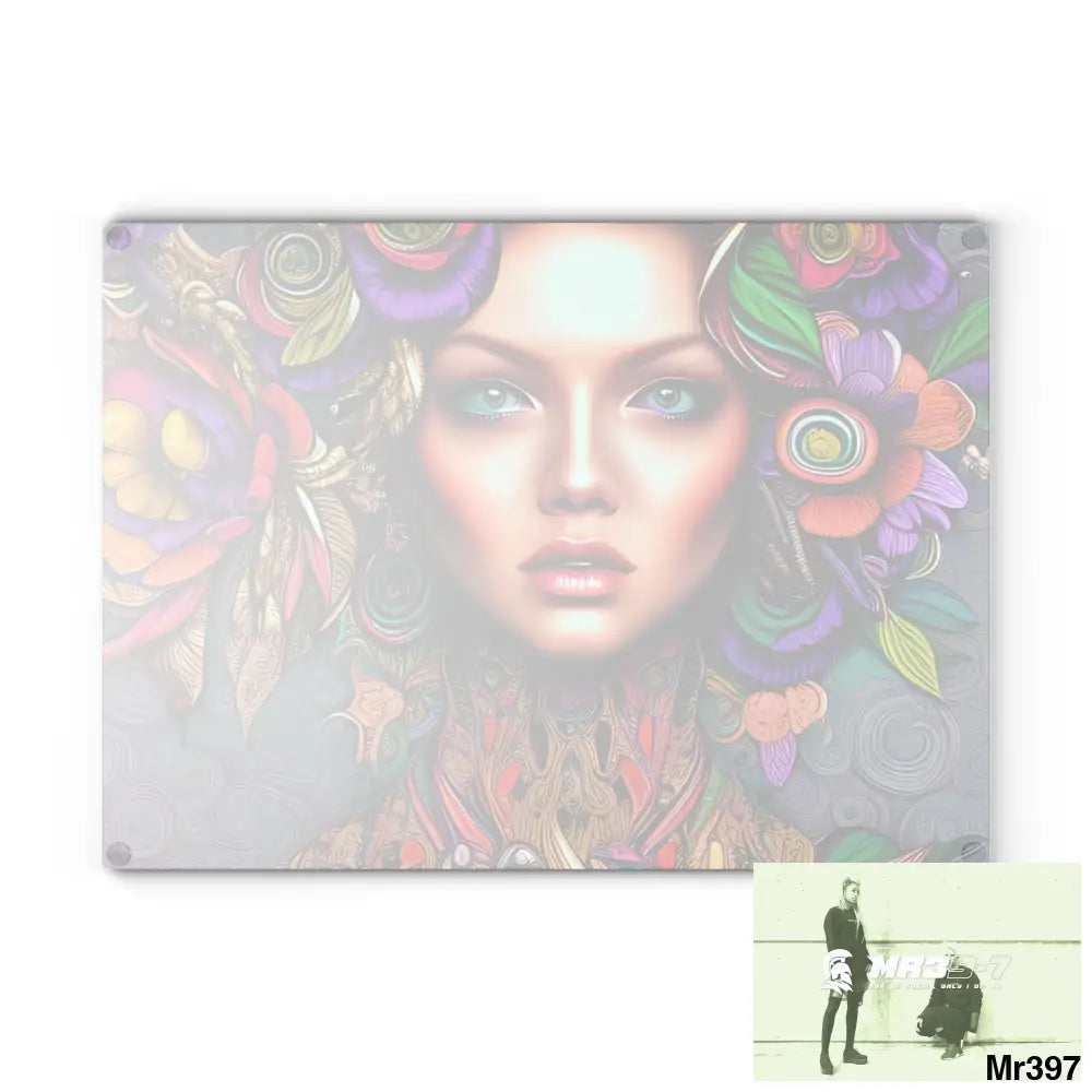Woman in colour Glass Cutting Board Home Decor
