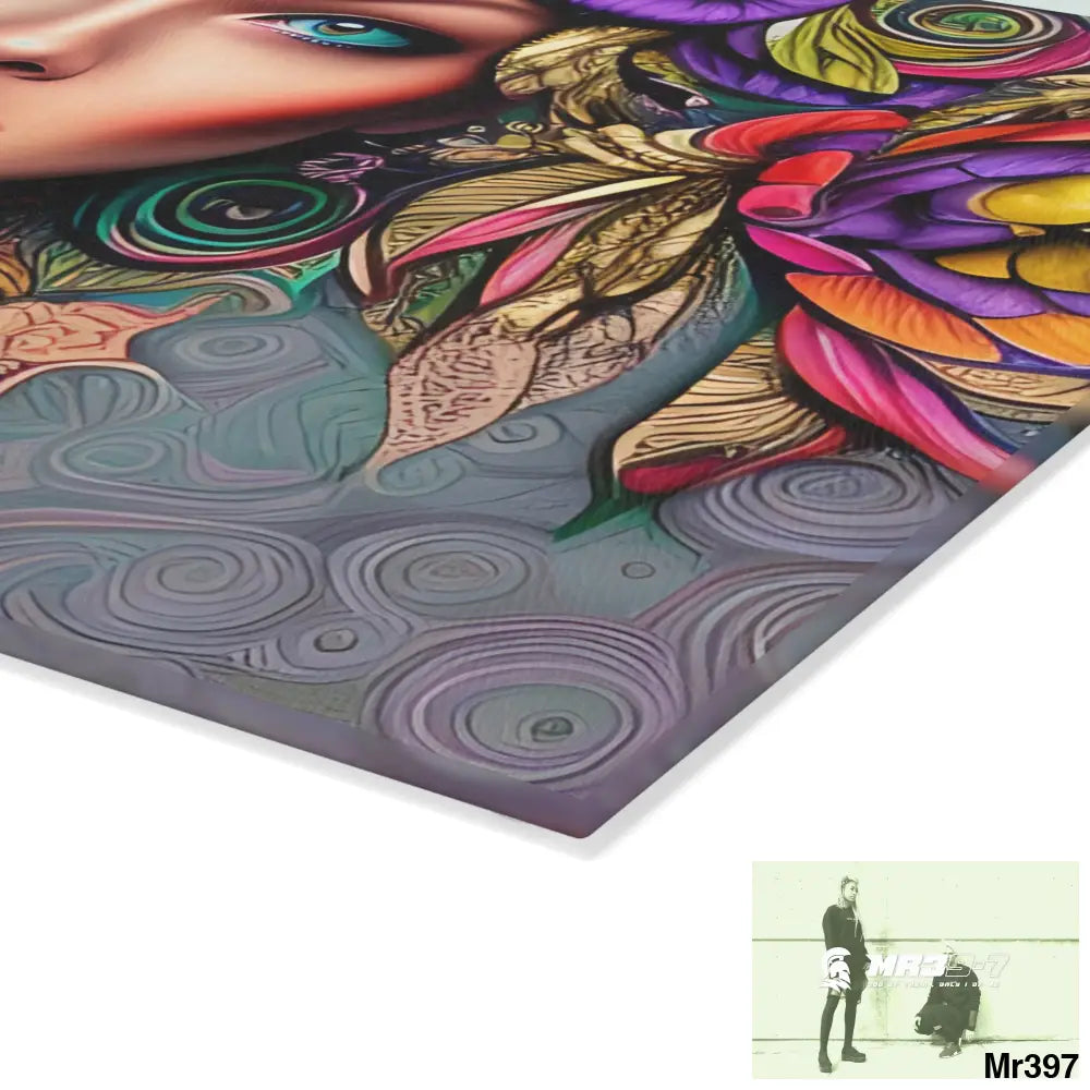 Woman in colour Glass Cutting Board Home Decor
