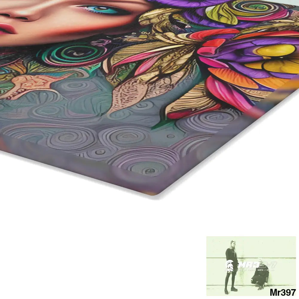 Woman in colour Glass Cutting Board Home Decor