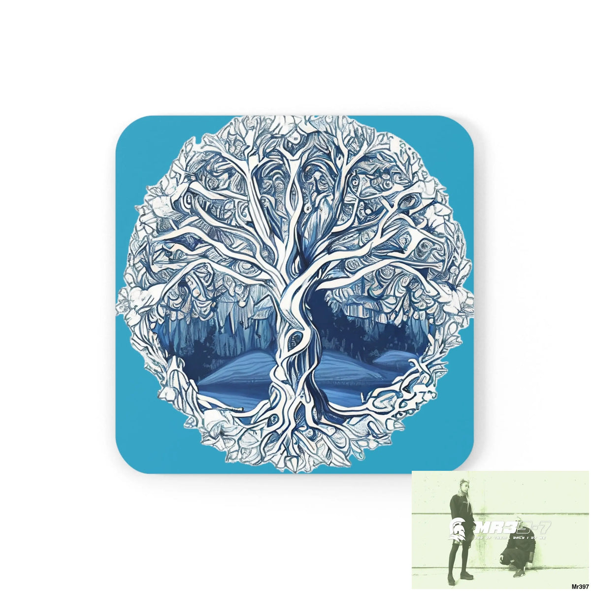 Yggdrasil Corkwood Coaster Set Cork / 3.75’’ × 3.75’’ / Square Home Decor