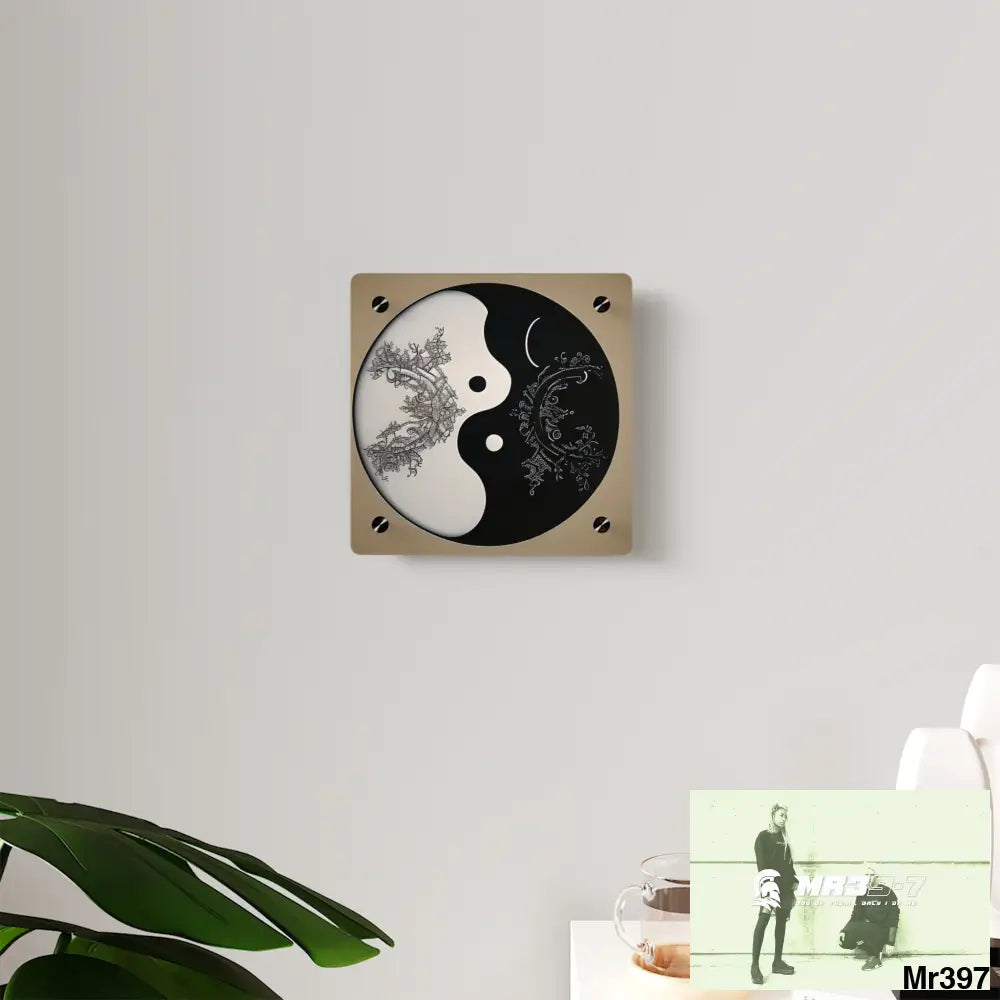 Ying Yang Moon Hyper Realistic Graphic Acrylic Wall Art Panels Home Decor