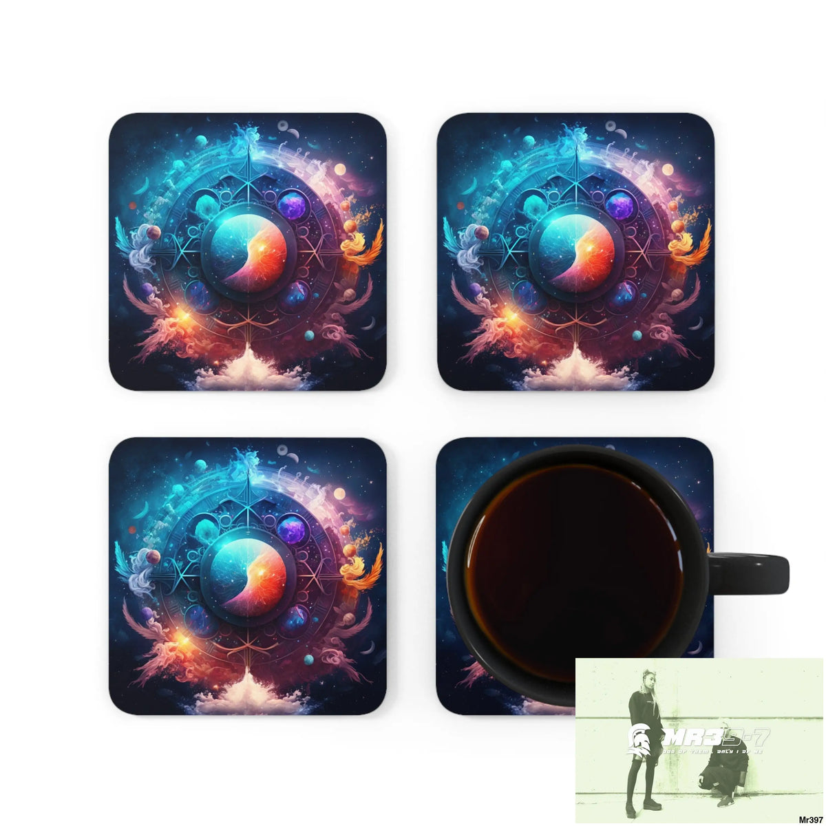 Zodiac mash up Coaster Set Cork / 3.75’’ × 3.75’’ / Square Home Decor